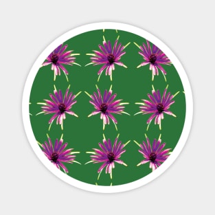 Purple FlowerPattern - Wild Salsify on Moss Green Magnet